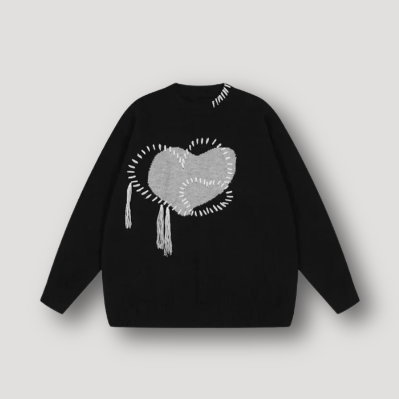 Hanne | Dame Vinter Sweater med Hjertebroderi - Freya Kobenhavn