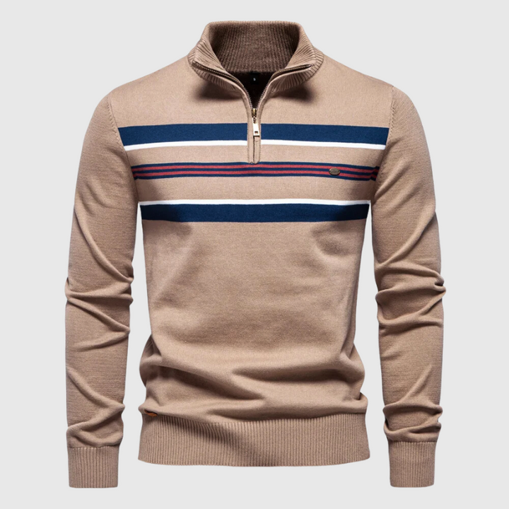 Matthias | Herre Pullover med Lynlås og Striber - Freya Kobenhavn