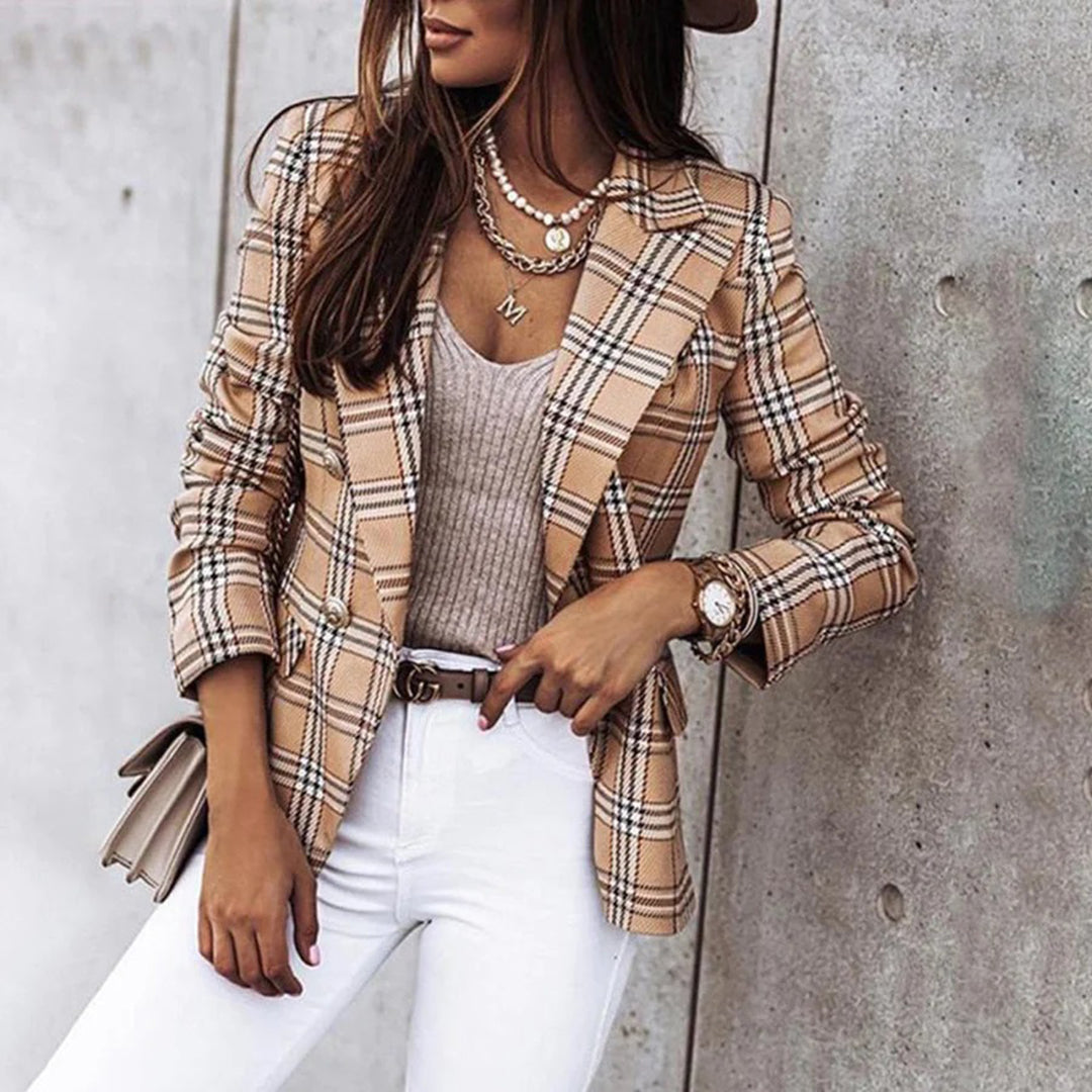 Grethe | Dame Vinterternet Blazer med Dobbelt Rad Knapper - Freya Kobenhavn