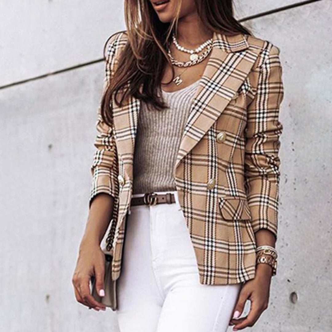 Grethe | Dame Vinterternet Blazer med Dobbelt Rad Knapper - Freya Kobenhavn