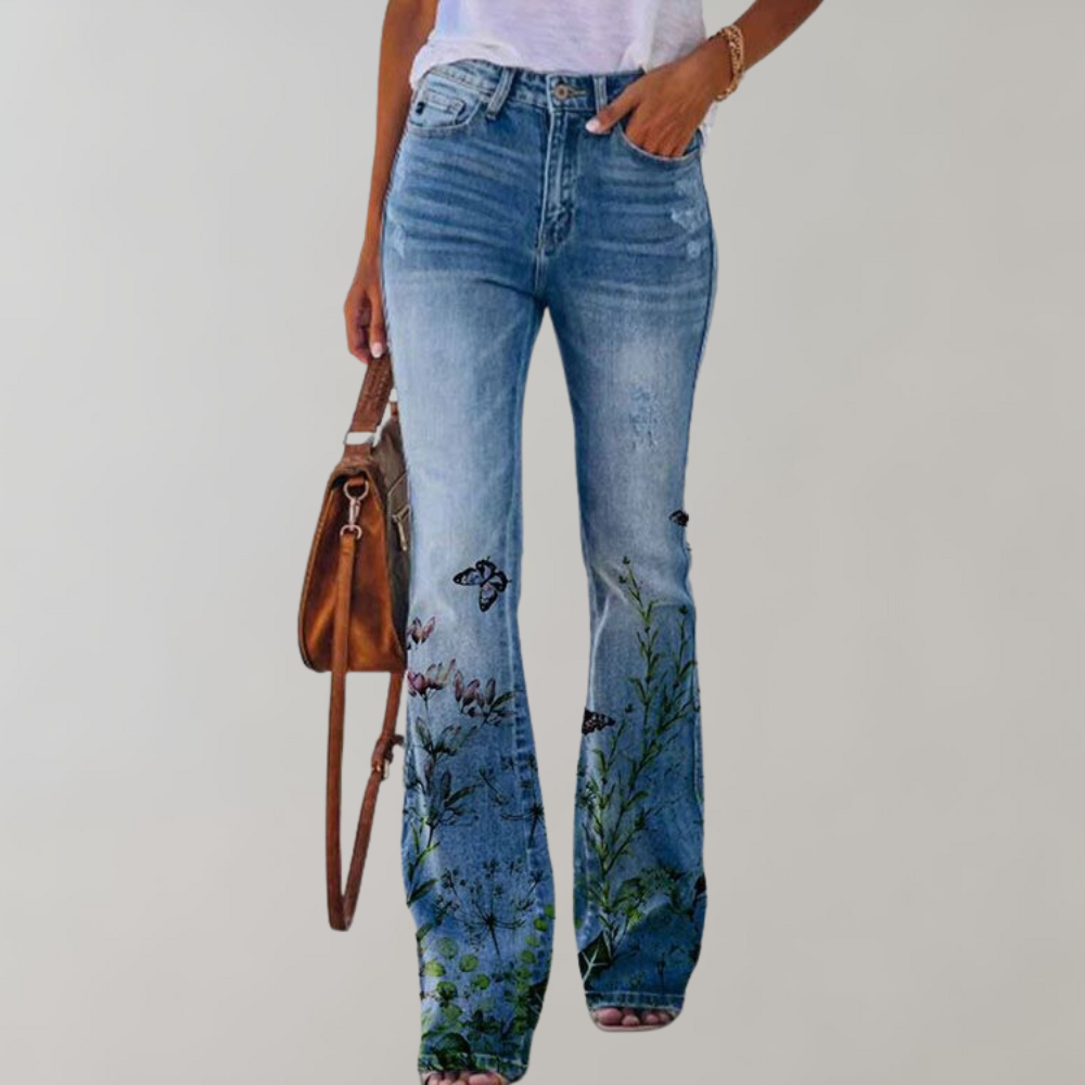 Christa | Jeans med Vide Ben og Blomstermønster - Freya Kobenhavn