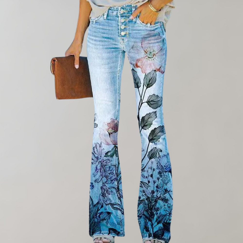 Christa | Jeans med Vide Ben og Blomstermønster - Freya Kobenhavn