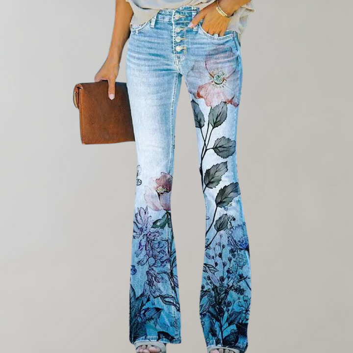 Christa | Jeans med Vide Ben og Blomstermønster - Freya Kobenhavn