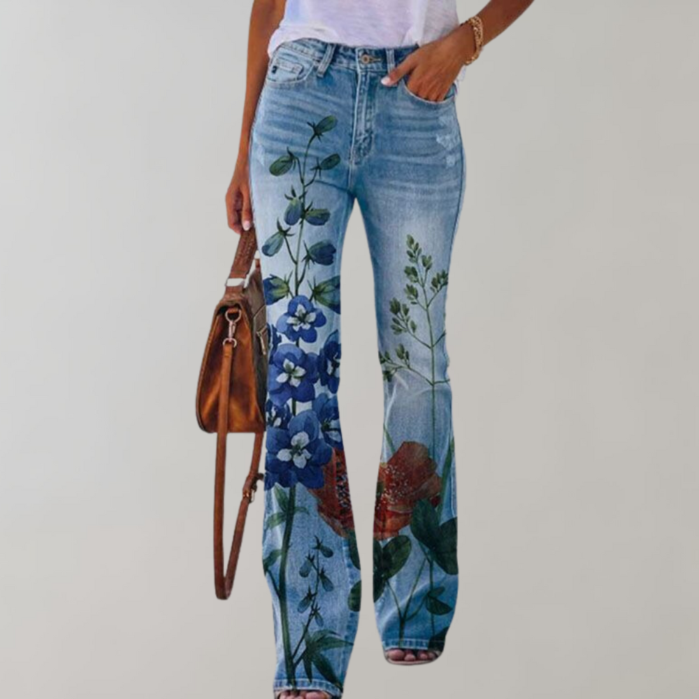 Christa | Jeans med Vide Ben og Blomstermønster - Freya Kobenhavn