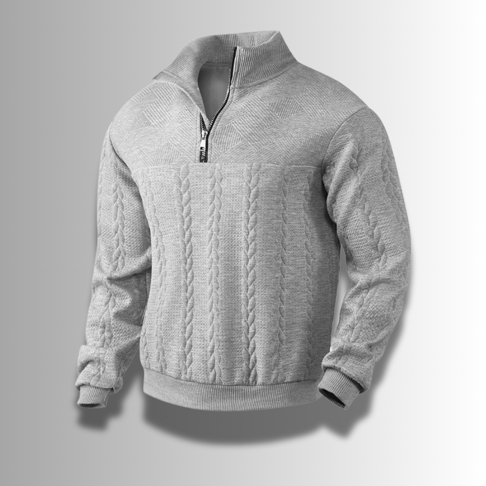 Chris | Herresweater med Lynlås og Ribstrikdetaljer - Freya Kobenhavn
