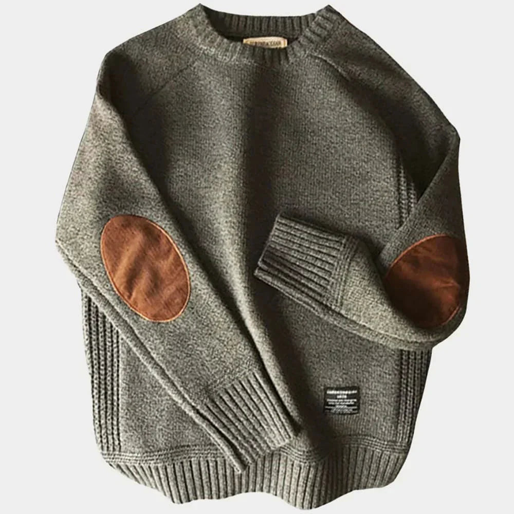 Anker | Herre Sweater med Rund Hals og Albuelapper - Freya Kobenhavn