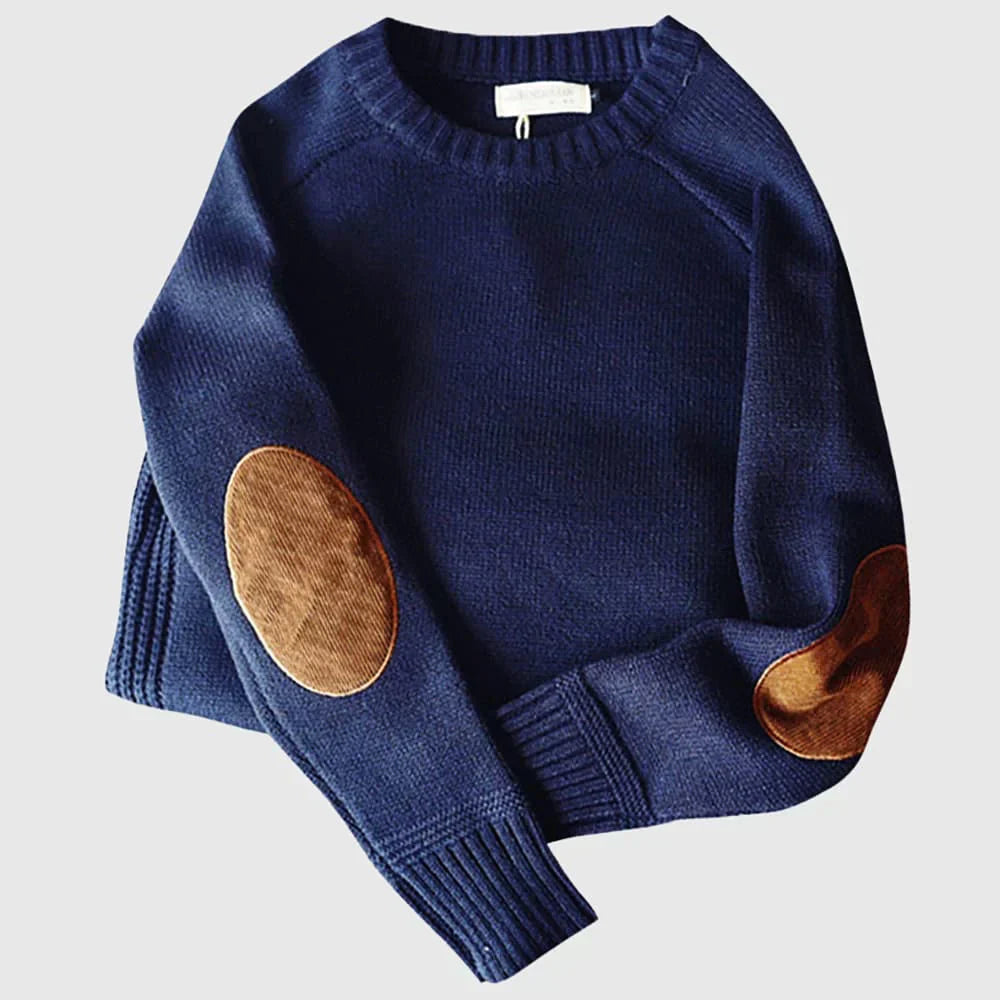 Anker | Herre Sweater med Rund Hals og Albuelapper - Freya Kobenhavn