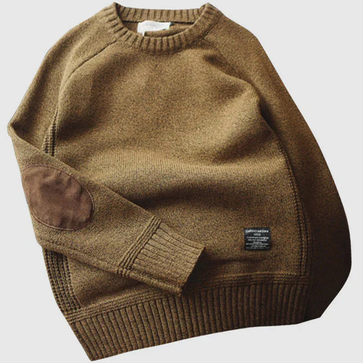 Anker | Herre Sweater med Rund Hals og Albuelapper - Freya Kobenhavn