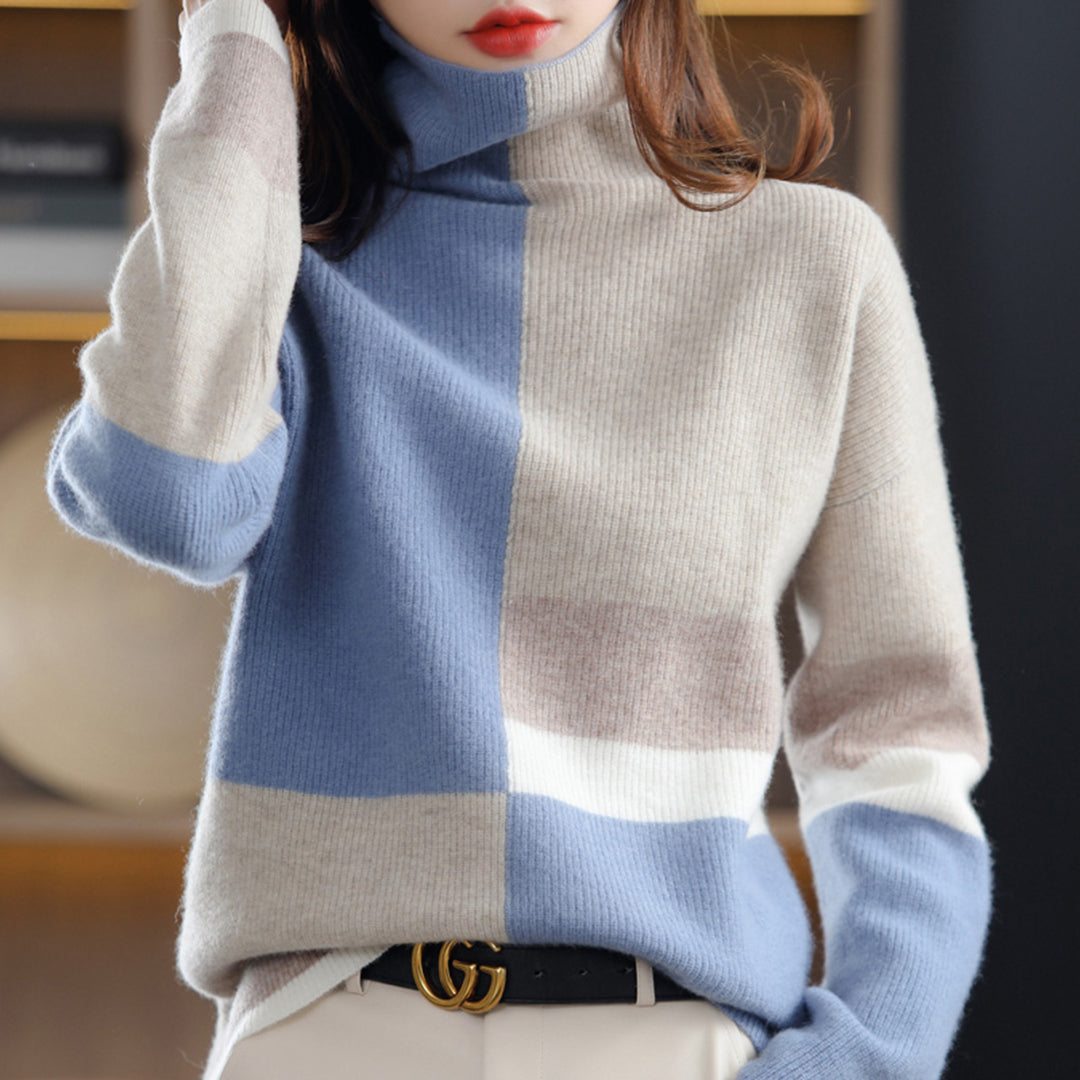 Marianne | Dame Strikket Højhalset Sweater Med Farvemønster - Freya Kobenhavn