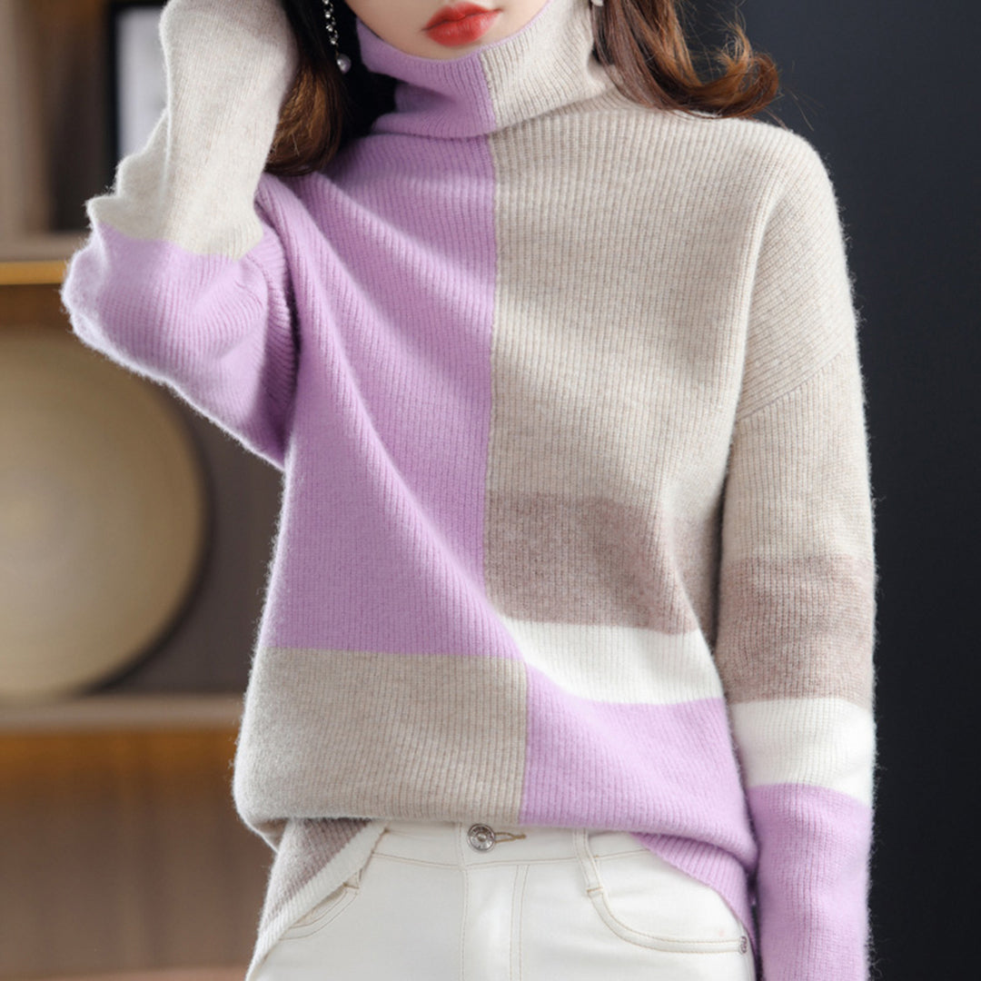 Marianne | Dame Strikket Højhalset Sweater Med Farvemønster - Freya Kobenhavn