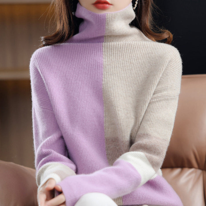Marianne | Dame Strikket Højhalset Sweater Med Farvemønster - Freya Kobenhavn