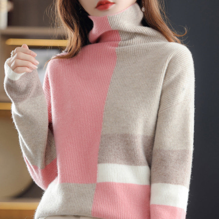 Marianne | Dame Strikket Højhalset Sweater Med Farvemønster - Freya Kobenhavn