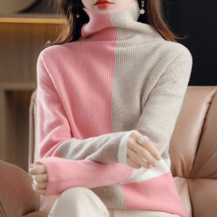 Marianne | Dame Strikket Højhalset Sweater Med Farvemønster - Freya Kobenhavn