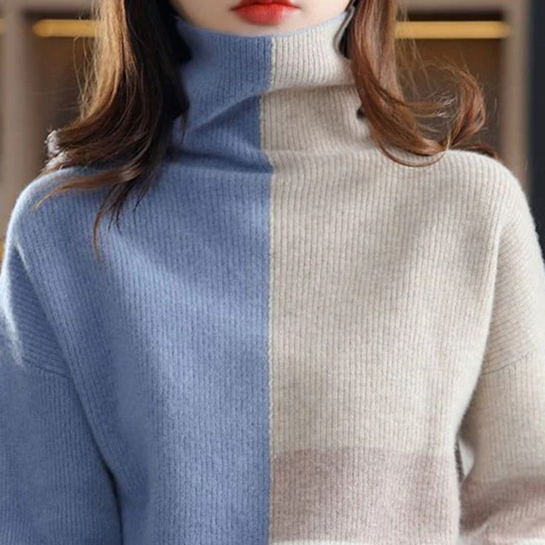 Marianne | Dame Strikket Højhalset Sweater Med Farvemønster - Freya Kobenhavn