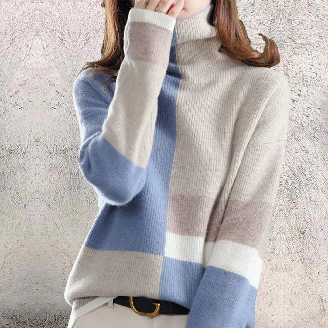 Marianne | Dame Strikket Højhalset Sweater Med Farvemønster - Freya Kobenhavn