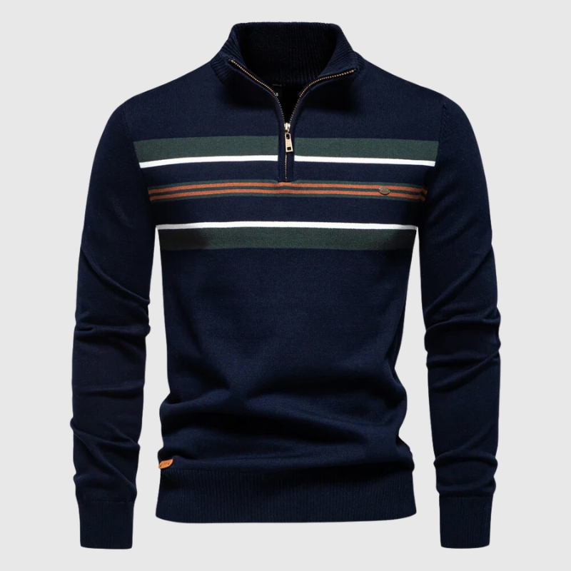 Matthias | Herre Pullover med Lynlås og Striber - Freya Kobenhavn