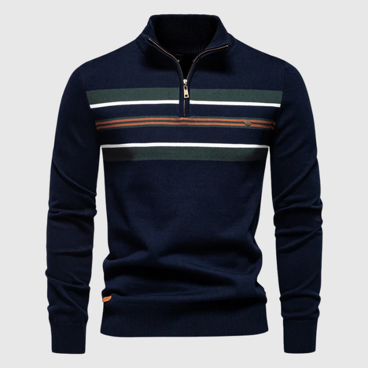 Matthias | Herre Pullover med Lynlås og Striber - Freya Kobenhavn