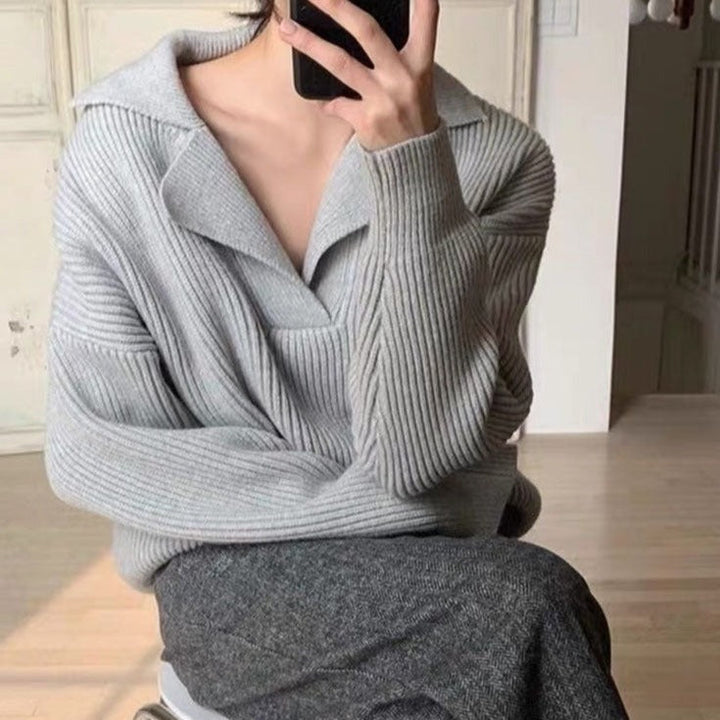 Bente | Vinter Dame Ribstrikket Sweater med Krave - Freya Kobenhavn