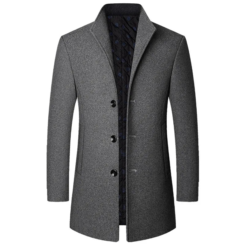 Thage | Herre Vinter Uld Trenchcoat Klassisk Moderne