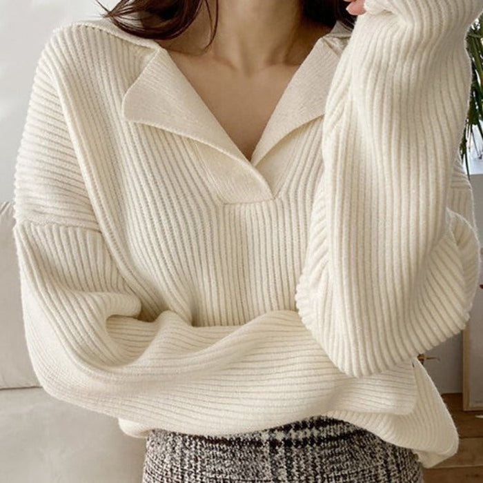 Bente | Vinter Dame Ribstrikket Sweater med Krave - Freya Kobenhavn