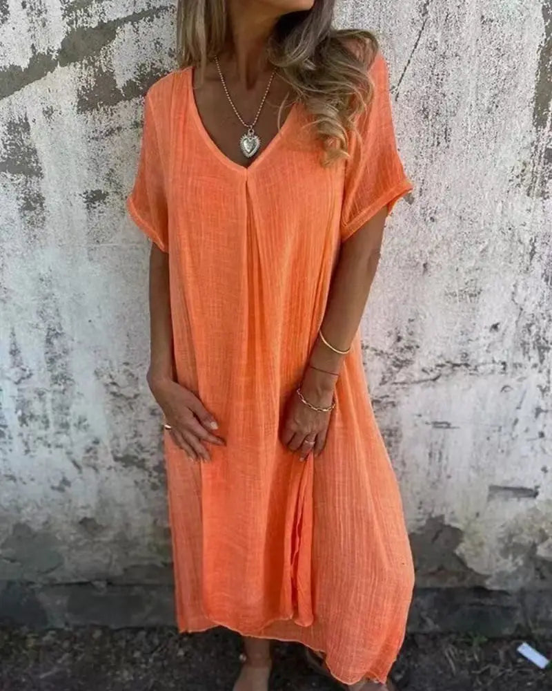 Gina™ | Stilfuld V-hals Løs Sommerkjole - Freya Kobenhavn