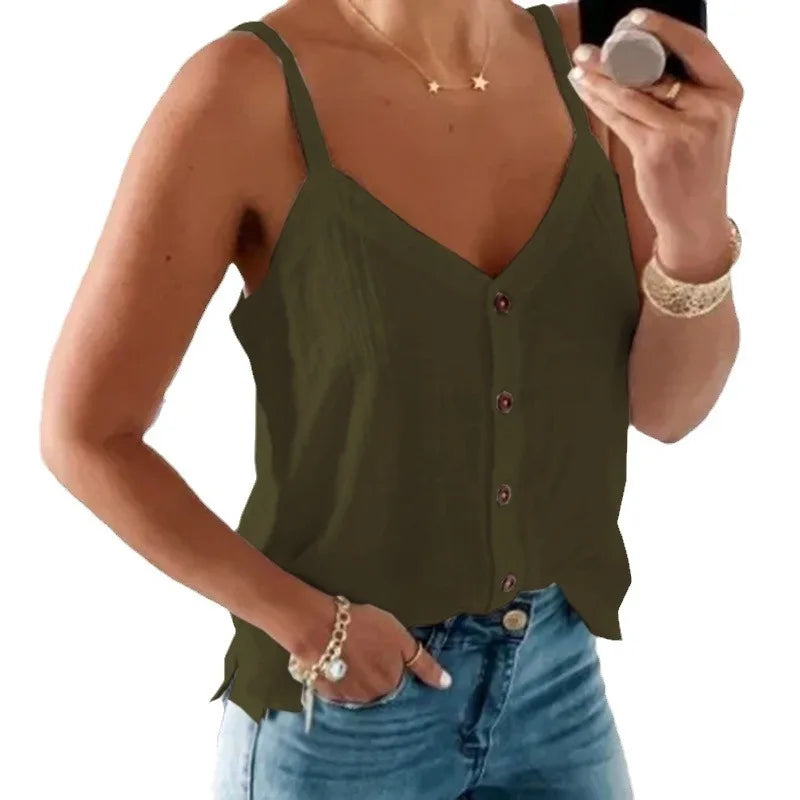Serina | Dame Sommer Cami-Top Med Knaplukning - Freya Kobenhavn