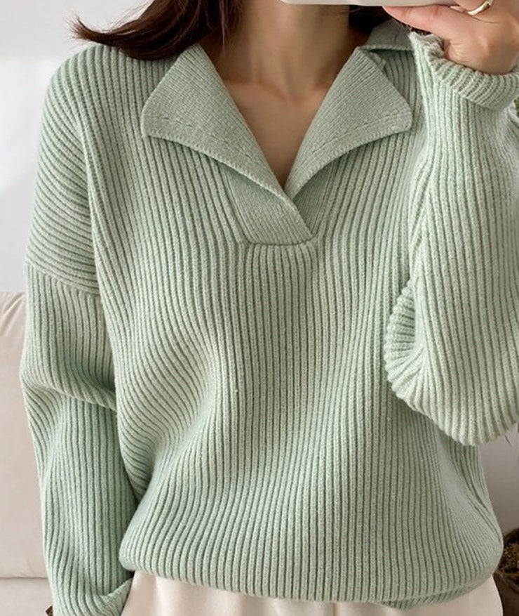 Bente | Vinter Dame Ribstrikket Sweater med Krave - Freya Kobenhavn