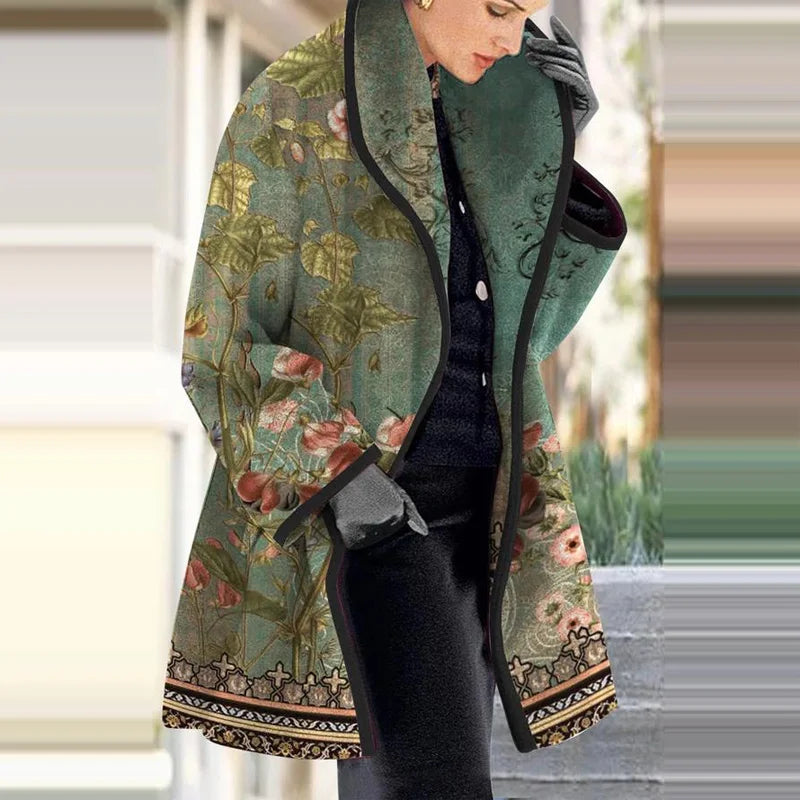 Agnete | Dame Vinterfrakke med Blomsterbroderi - Freya Kobenhavn