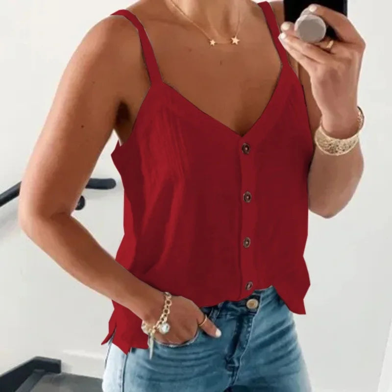 Serina | Dame Sommer Cami-Top Med Knaplukning - Freya Kobenhavn