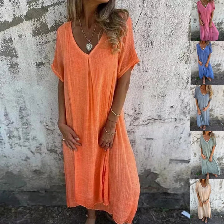 Gina™ | Stilfuld V-hals Løs Sommerkjole - Freya Kobenhavn