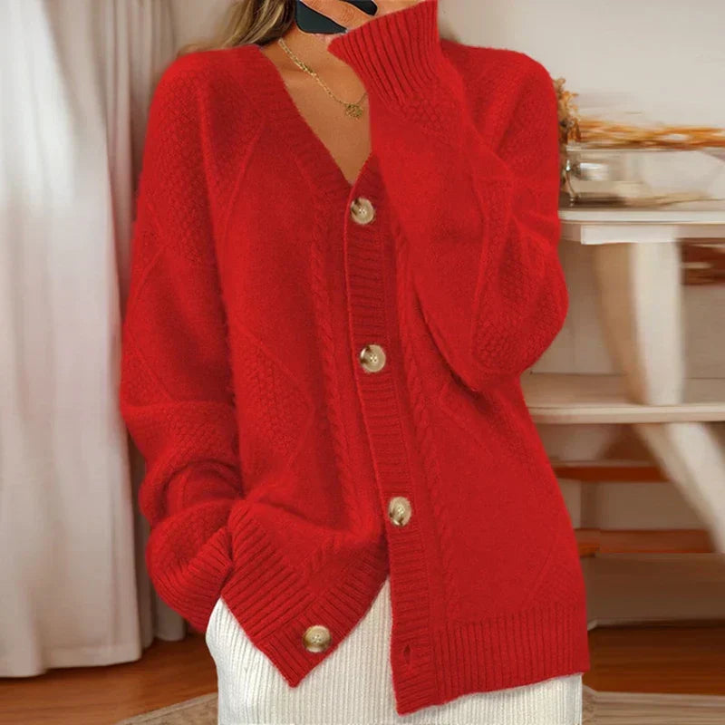 Claudine | Women’s Warm Knit Sweater with Button Design - Freya Kobenhavn