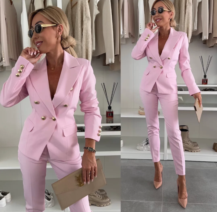 Monika | Dame Elegant Blazer Sæt Med Slim Bukser - Freya Kobenhavn