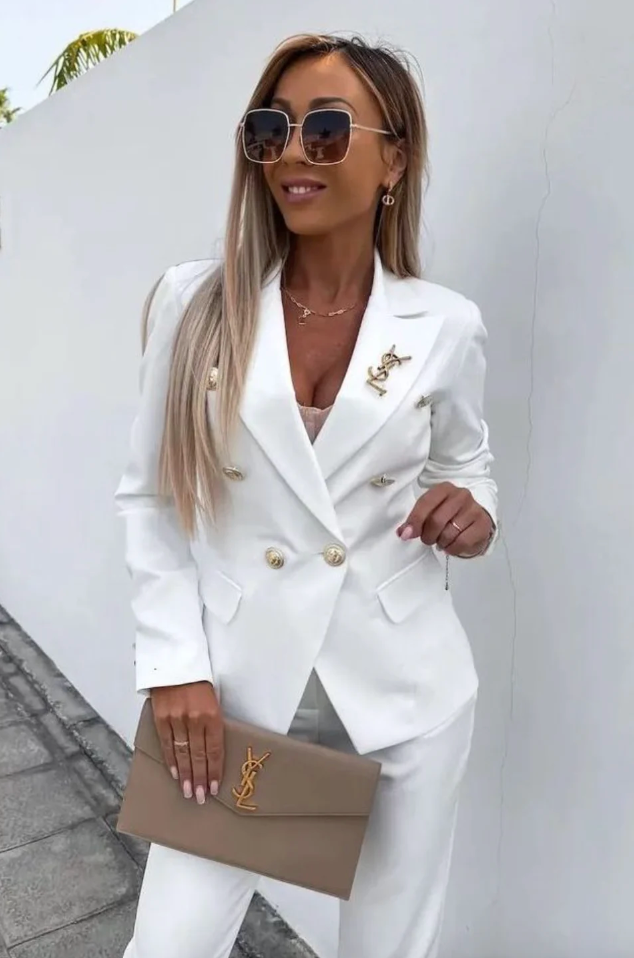 Monika | Dame Elegant Blazer Sæt Med Slim Bukser - Freya Kobenhavn