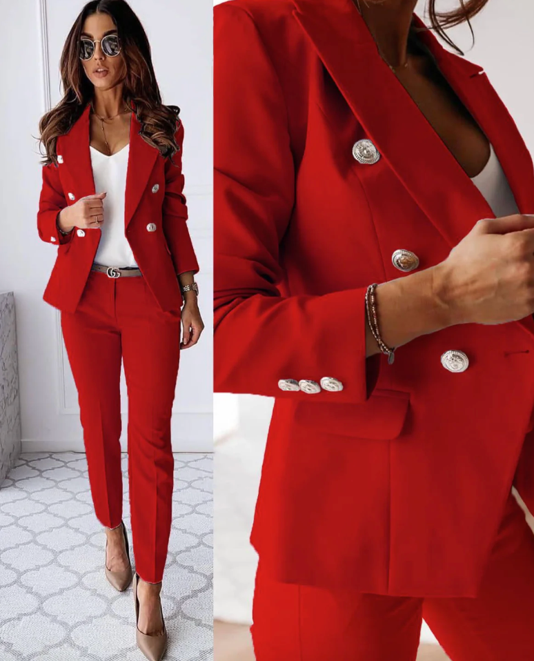 Monika | Dame Elegant Blazer Sæt Med Slim Bukser - Freya Kobenhavn