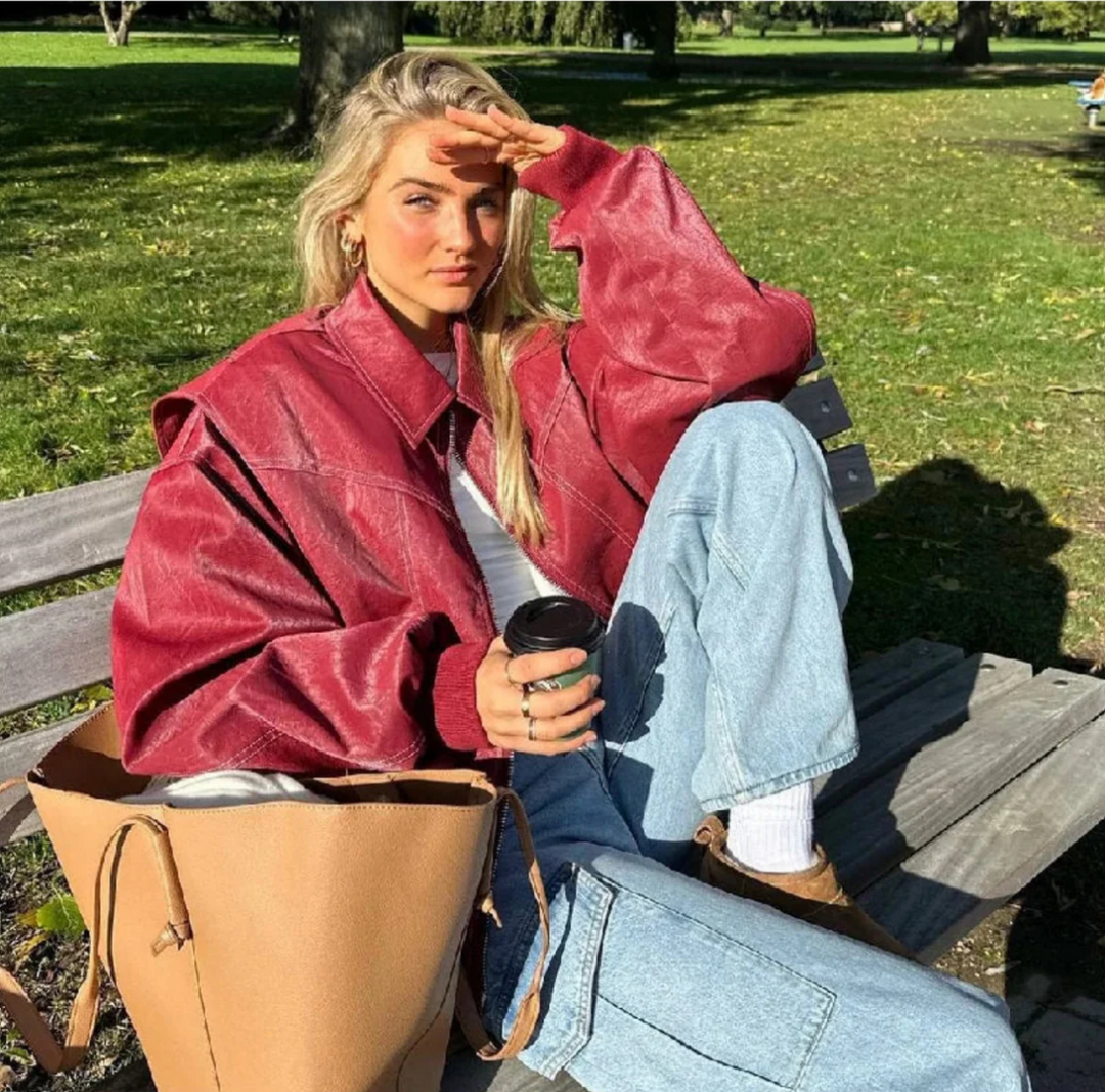 Faye™ | Oversized Læderjakke - Freya Kobenhavn