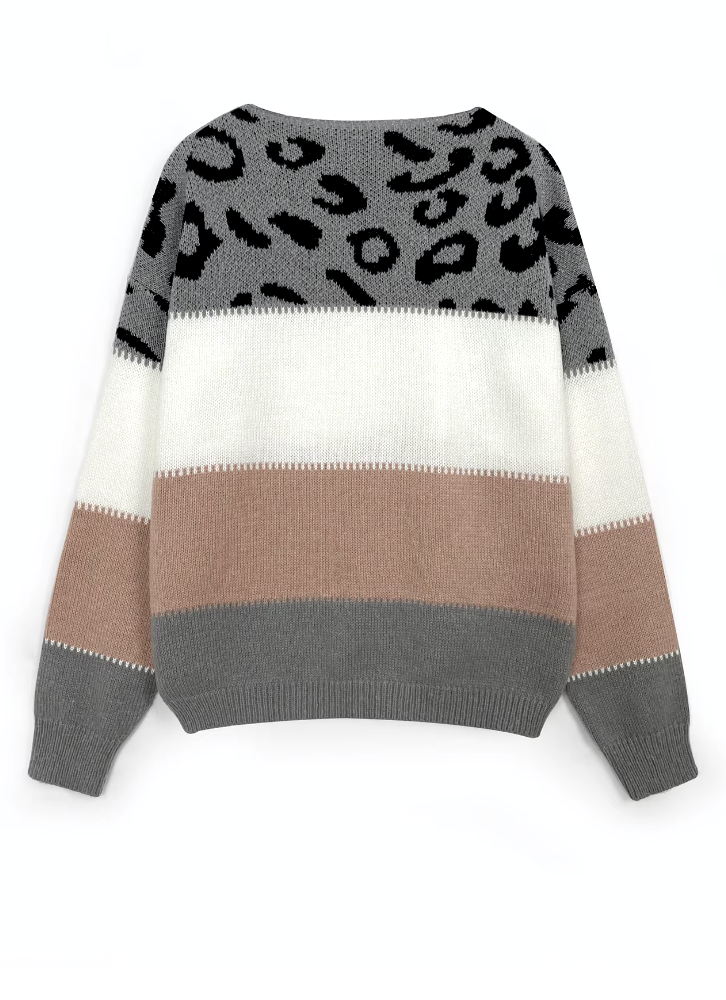 Saga | Leopardmønstret Sweater med Farveblokke - Freya Kobenhavn