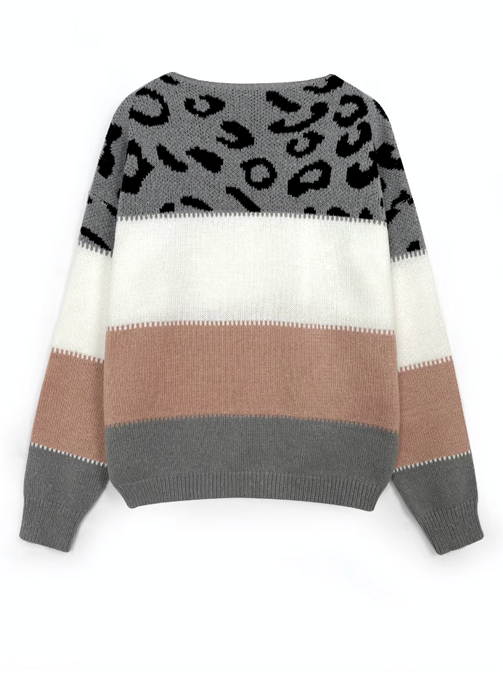 Saga | Leopardmønstret Sweater med Farveblokke - Freya Kobenhavn