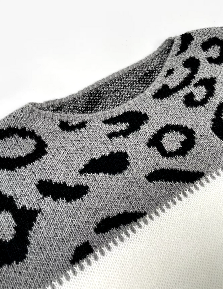 Saga | Leopardmønstret Sweater med Farveblokke - Freya Kobenhavn