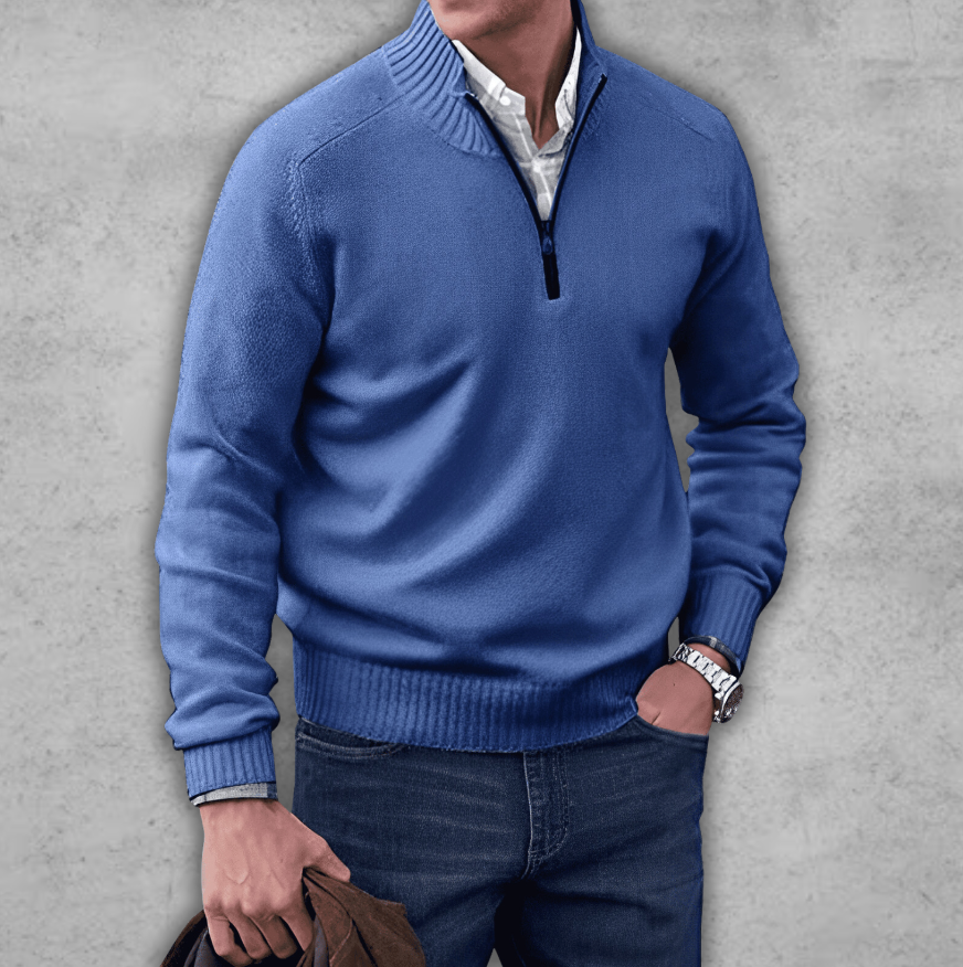 Finn | Herresweater med Lynlås og Ribkrave - Freya Kobenhavn