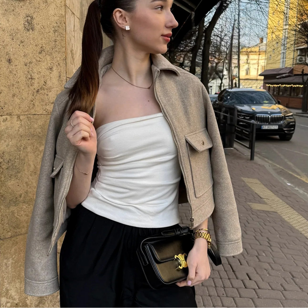 Jonna | Kvinders Vinter Varm Casual Kort Jakke med Lynlås - Freya Kobenhavn