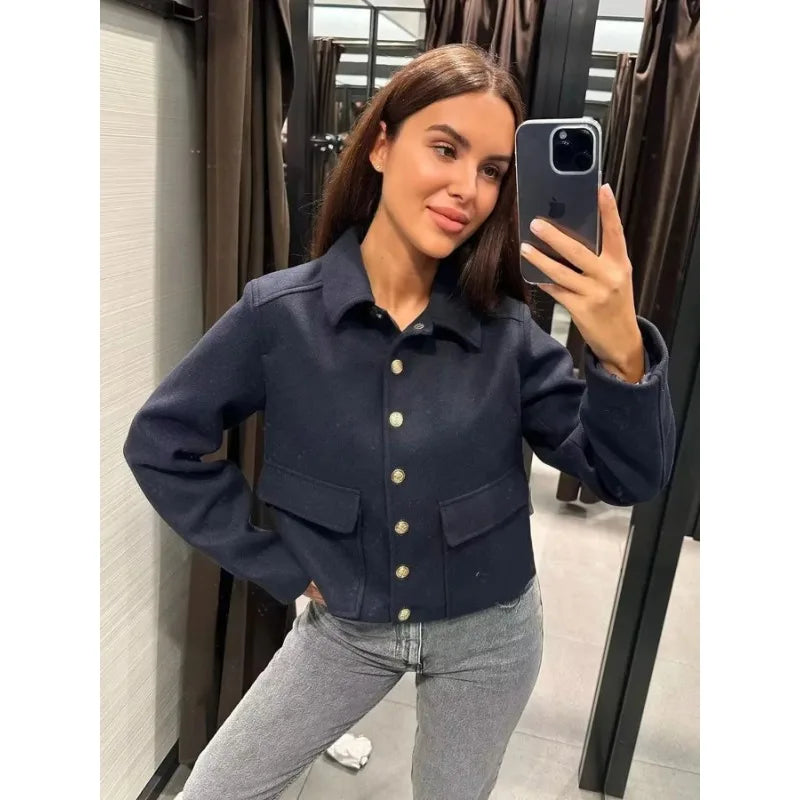 Josefine | Kvinders Vinter Kort Casual Jakke med Knapper - Freya Kobenhavn