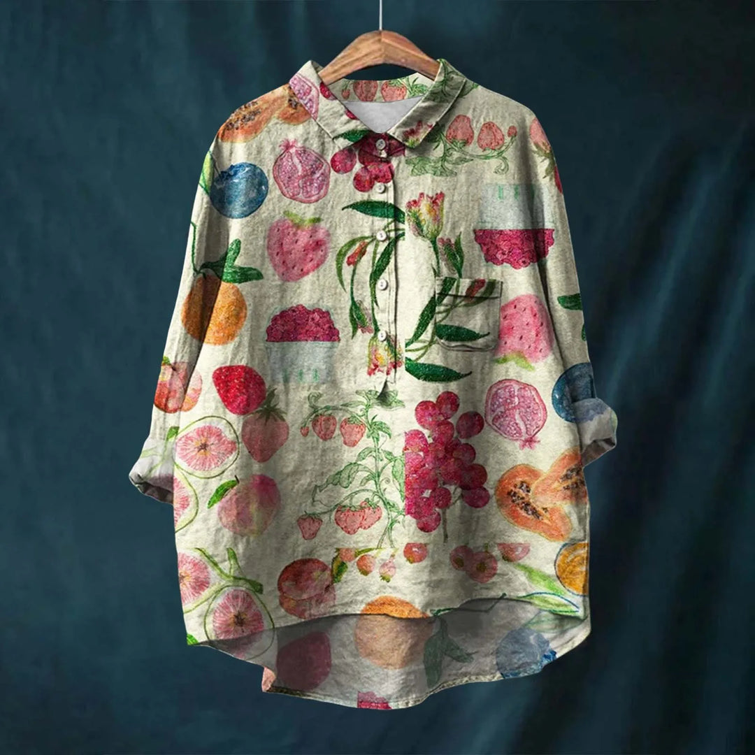 Tove | Afslappet Skjorte med Blå Blomster