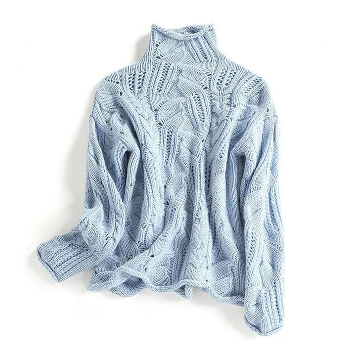 Helena™ | Hyggelig Rullekrave Sweater i Blød Blå - Freya Kobenhavn