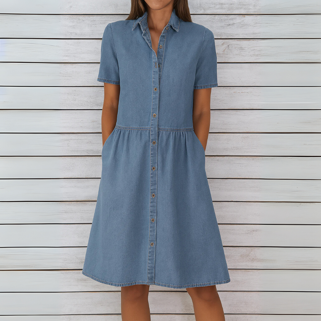 Isabel | Kvinders Sommer Midi-Kjole med Knapper - Freya Kobenhavn