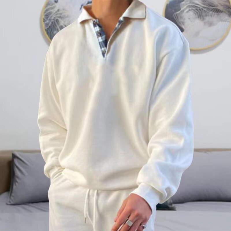 Valdemar | Herre Casual Pullover med Ternet Krave - Freya Kobenhavn