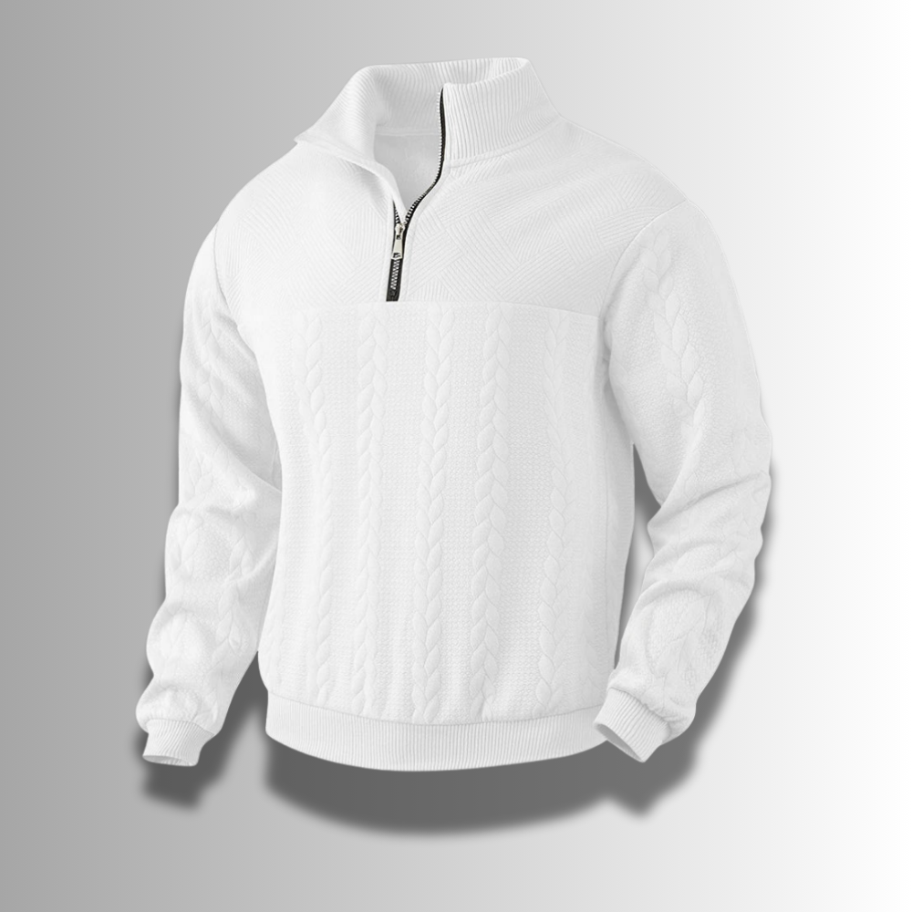 Chris | Herresweater med Lynlås og Ribstrikdetaljer - Freya Kobenhavn