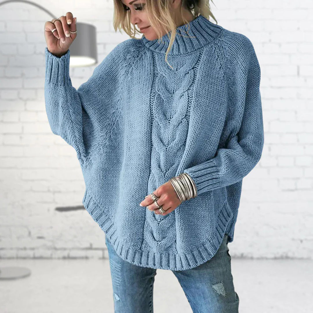 Olive | Dame Varm Pullover Sweater Med Højhalset Mønster - Freya Kobenhavn
