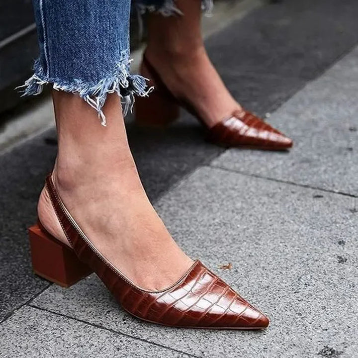 Rosanne | Pumps med Blokhæl og Spids Tå