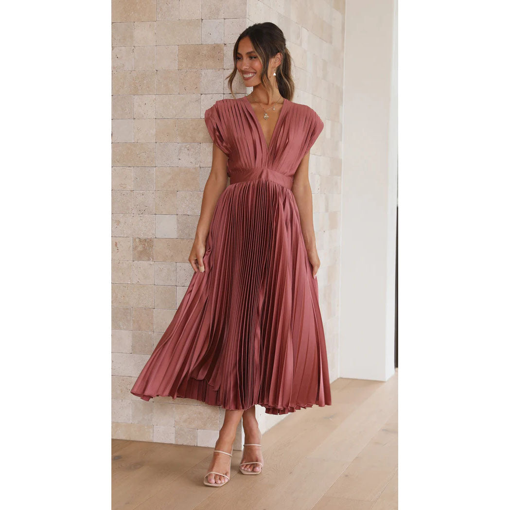 Lilian | Elegant Plisseret Lang Kjole - Freya Kobenhavn