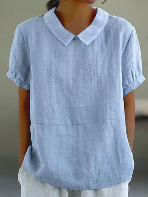 Amalie™ | Casual Bluse med Krave og Pufærmer - Freya Kobenhavn
